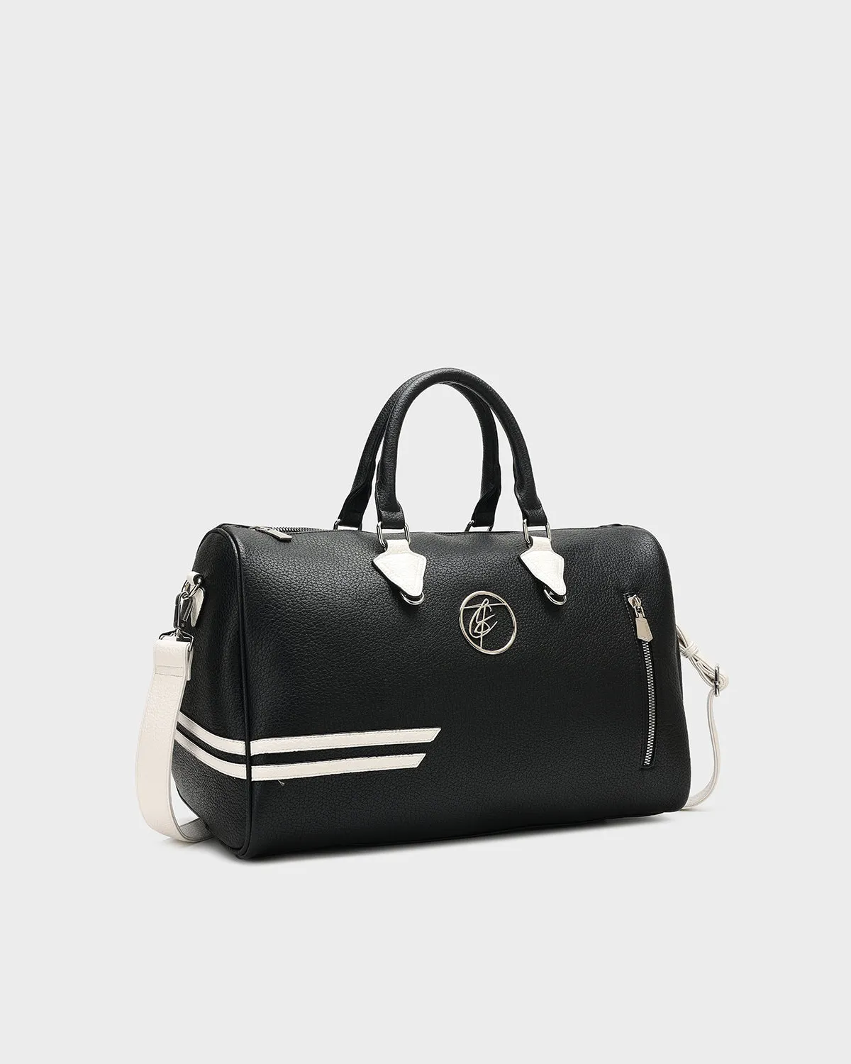 Striped Sensation Duffle Bag in Black