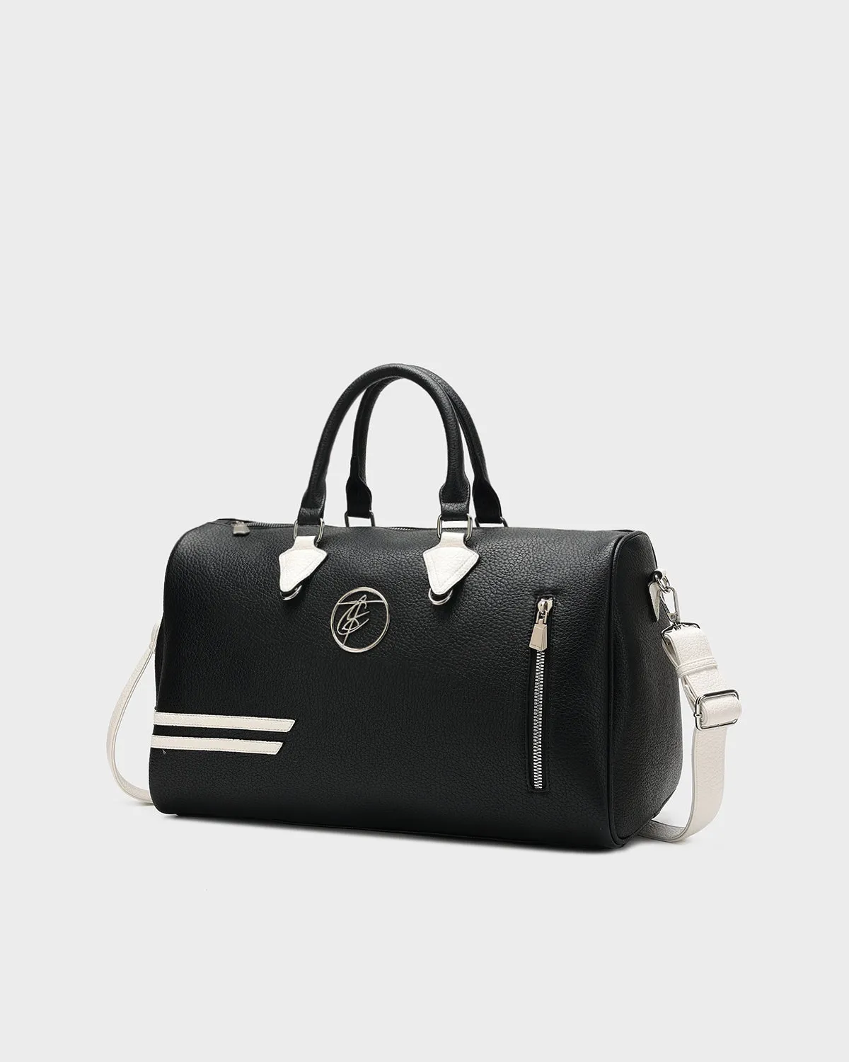 Striped Sensation Duffle Bag in Black