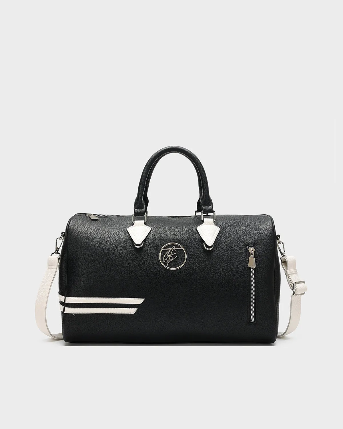 Striped Sensation Duffle Bag in Black