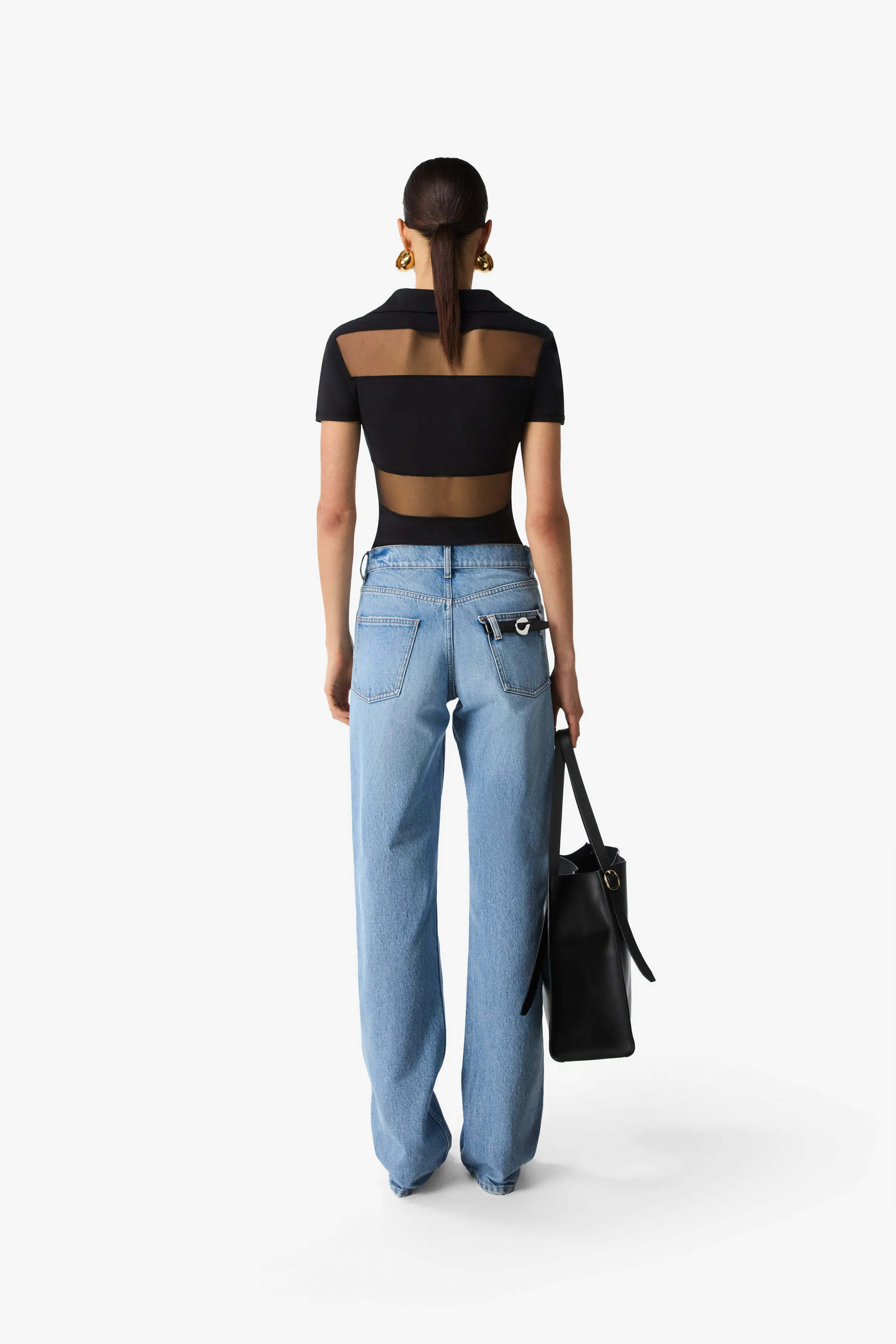 Striped Sheer Polo Top