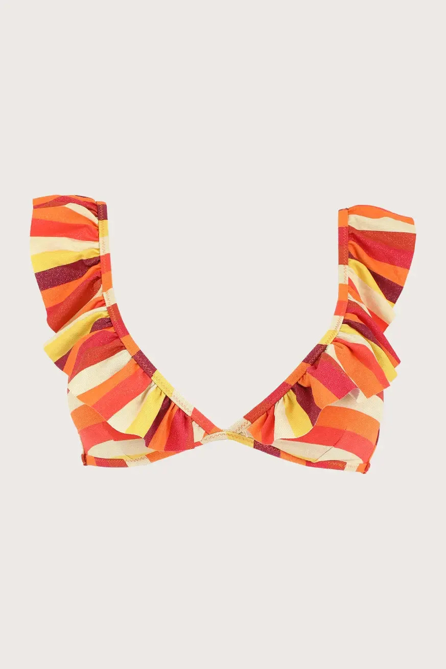 SUNSET RUFFLED TRIANGLE BIKINI TOP