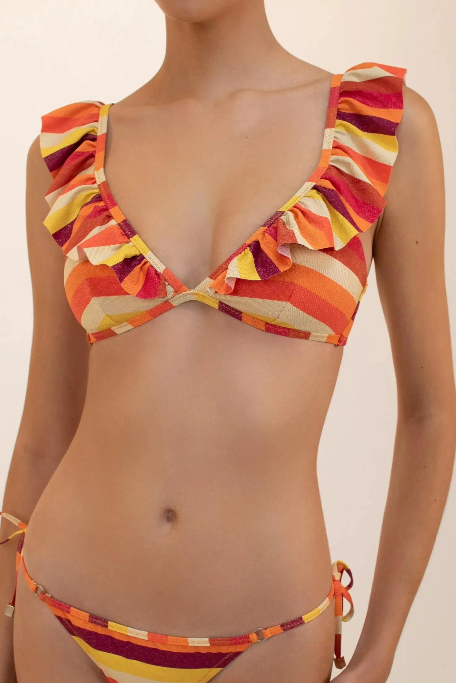 SUNSET RUFFLED TRIANGLE BIKINI TOP