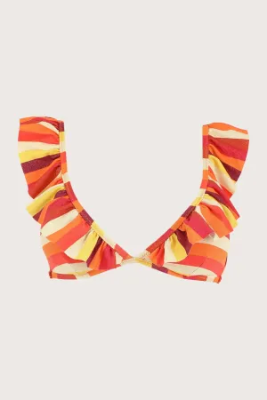 SUNSET RUFFLED TRIANGLE BIKINI TOP