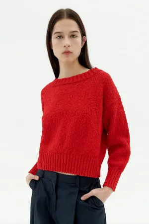 Thinking Mu Clara Fiery Red Knit Pullover