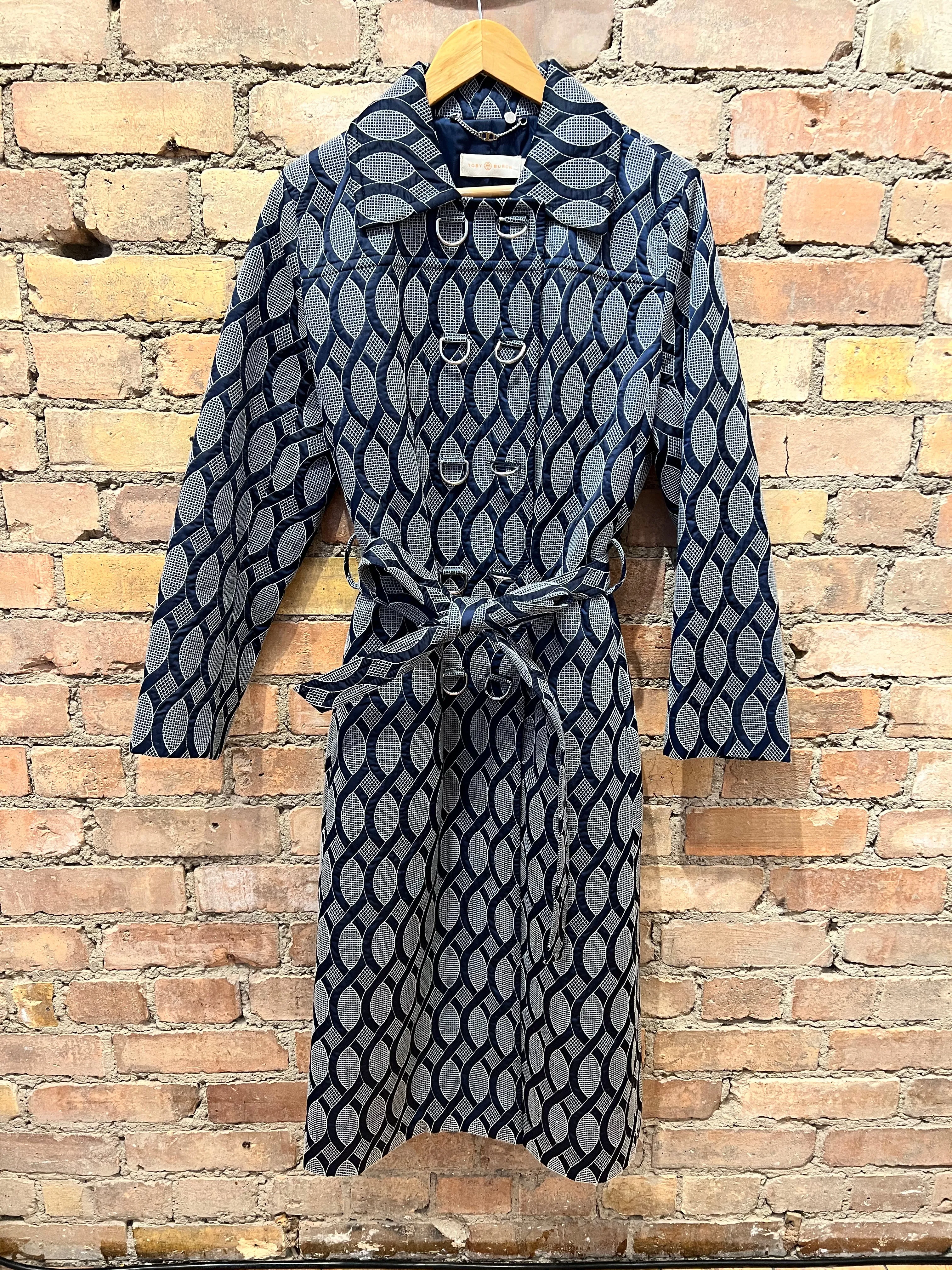 Tory Burch Navy Printed Coat - UK 12