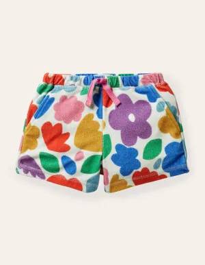 Towelling Shorts-Multi Painted Floral