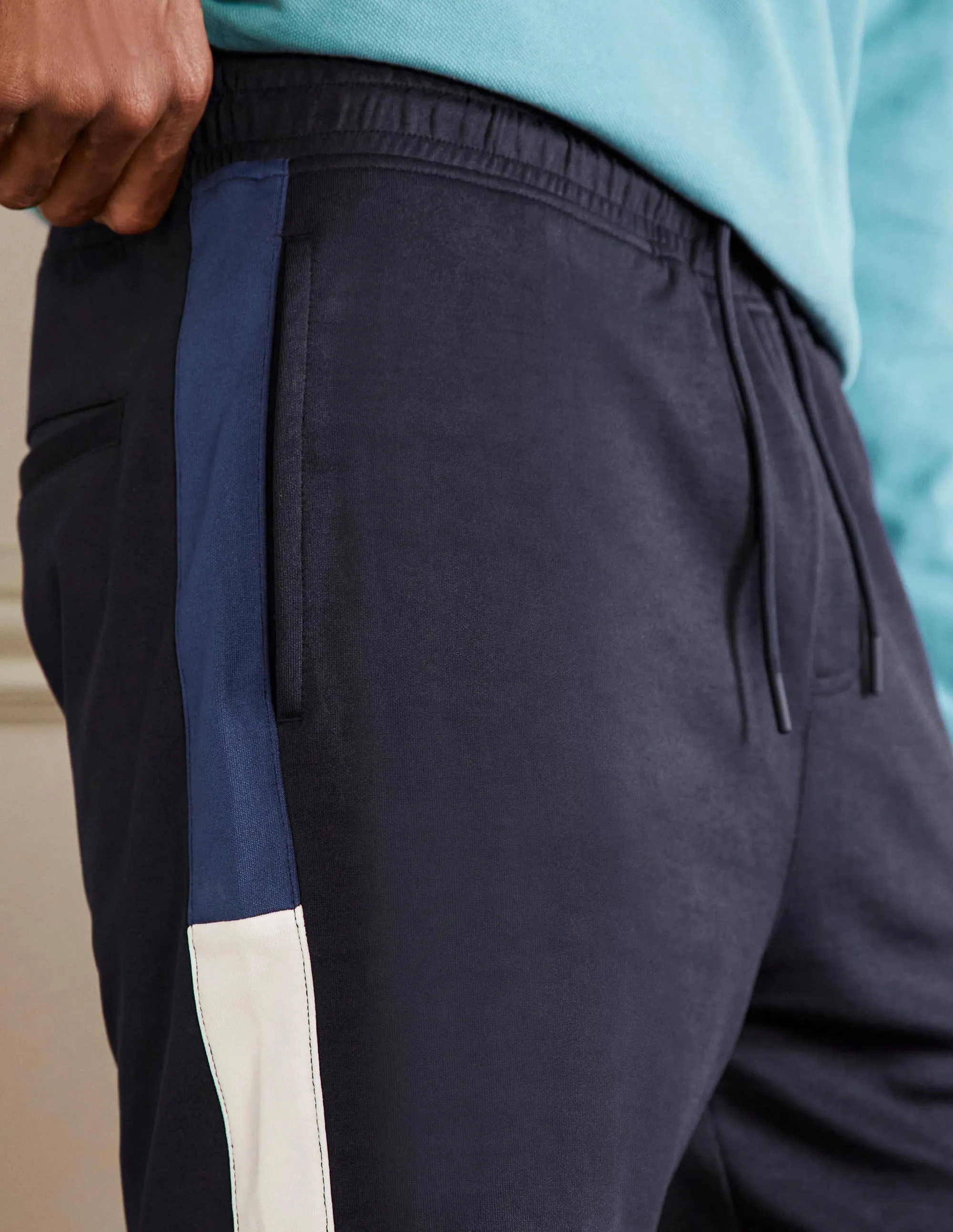 Track Jogger Shorts-Navy Colour block