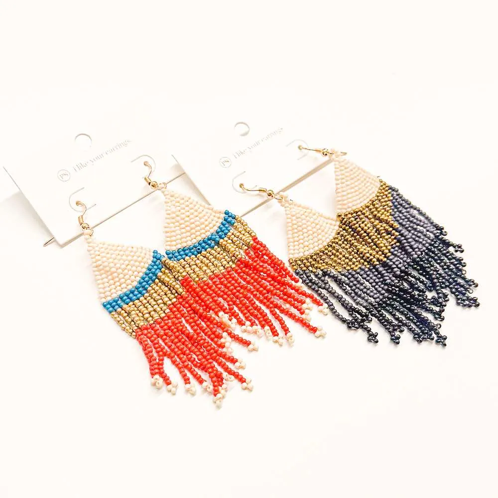 Triangle Colorblock Beaded Earrings