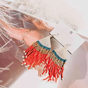 Triangle Colorblock Beaded Earrings
