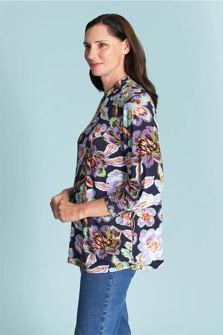 Twist Neck Top - Painterly Flower