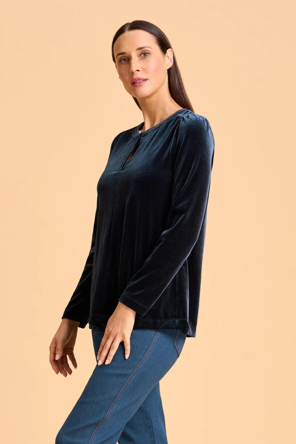 Velvet Keyhole Top - Ink