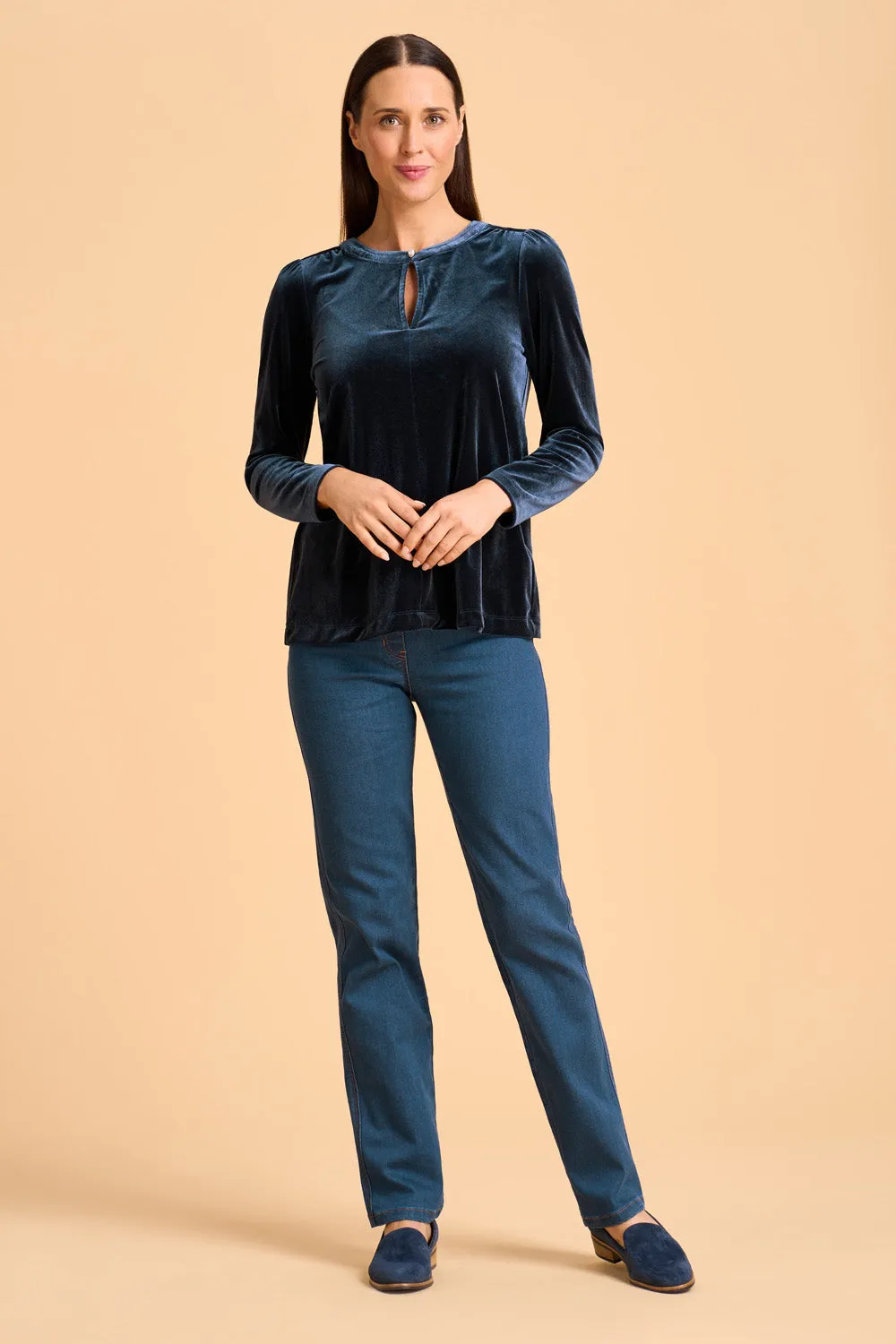 Velvet Keyhole Top - Ink
