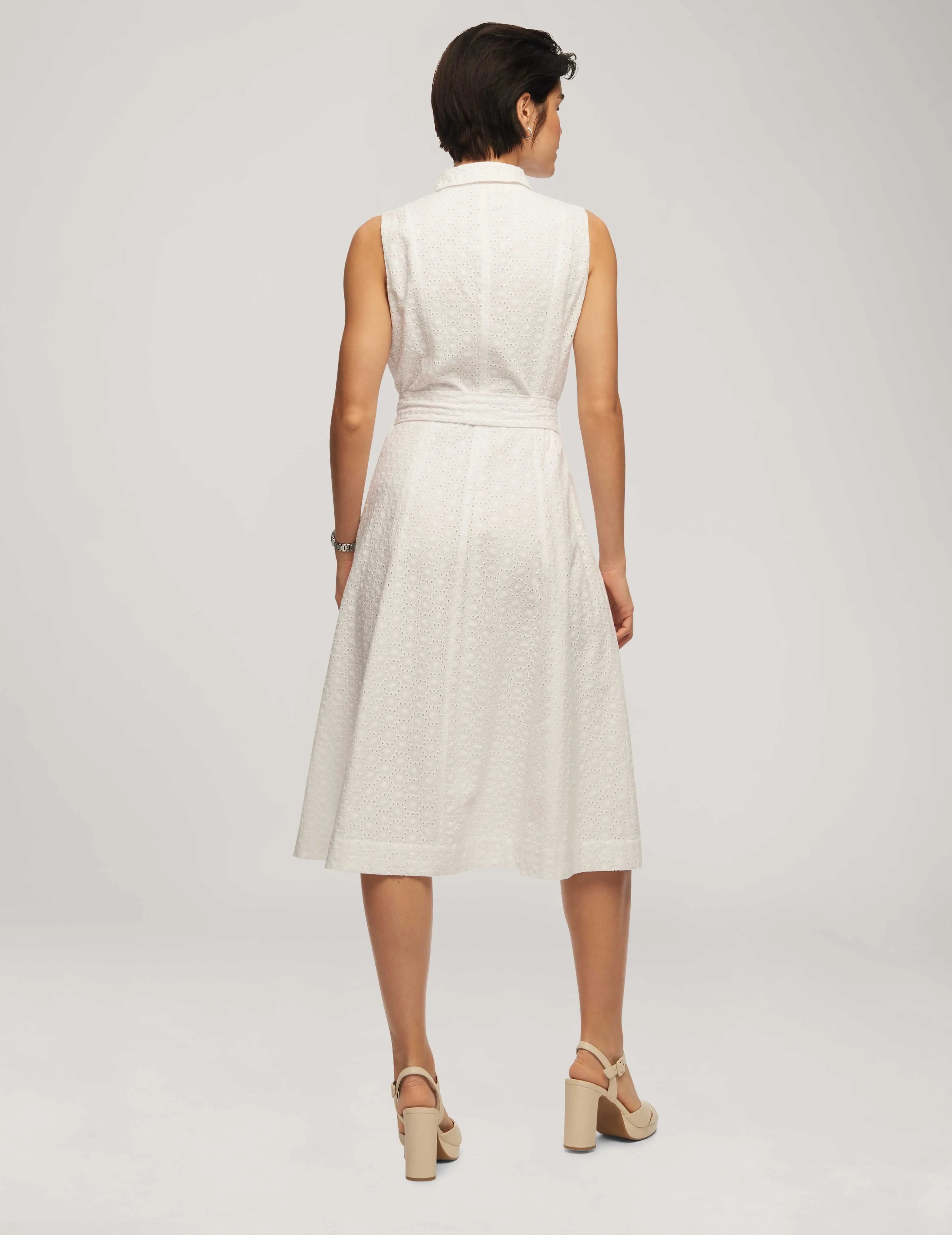 White Eyelet Diane Midi Shirt Dress - Sale