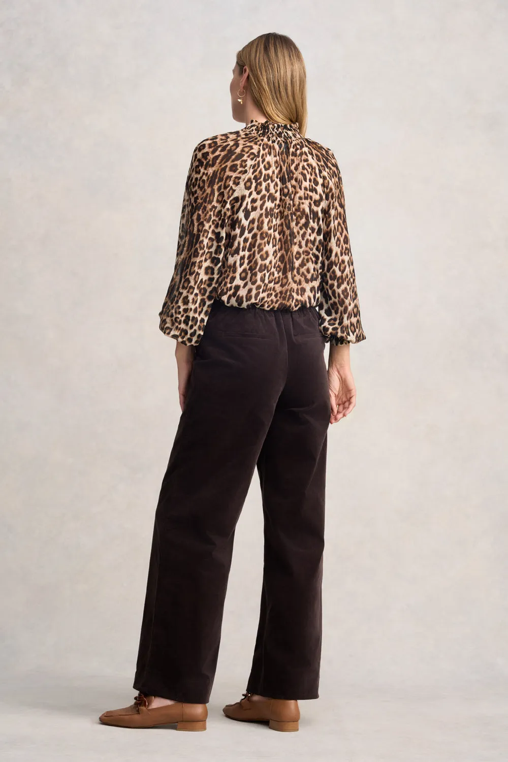 Wide Leg Velvet Pant - Chocolate