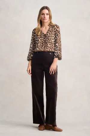 Wide Leg Velvet Pant - Chocolate