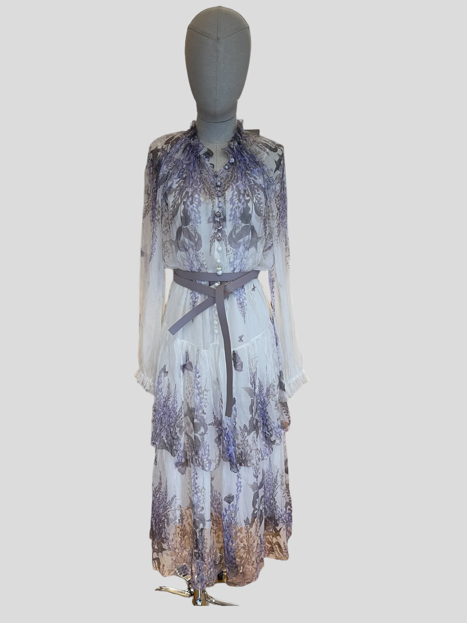 Zimmerman (Size 2) Purple & White Floral Dress - Size UK 10