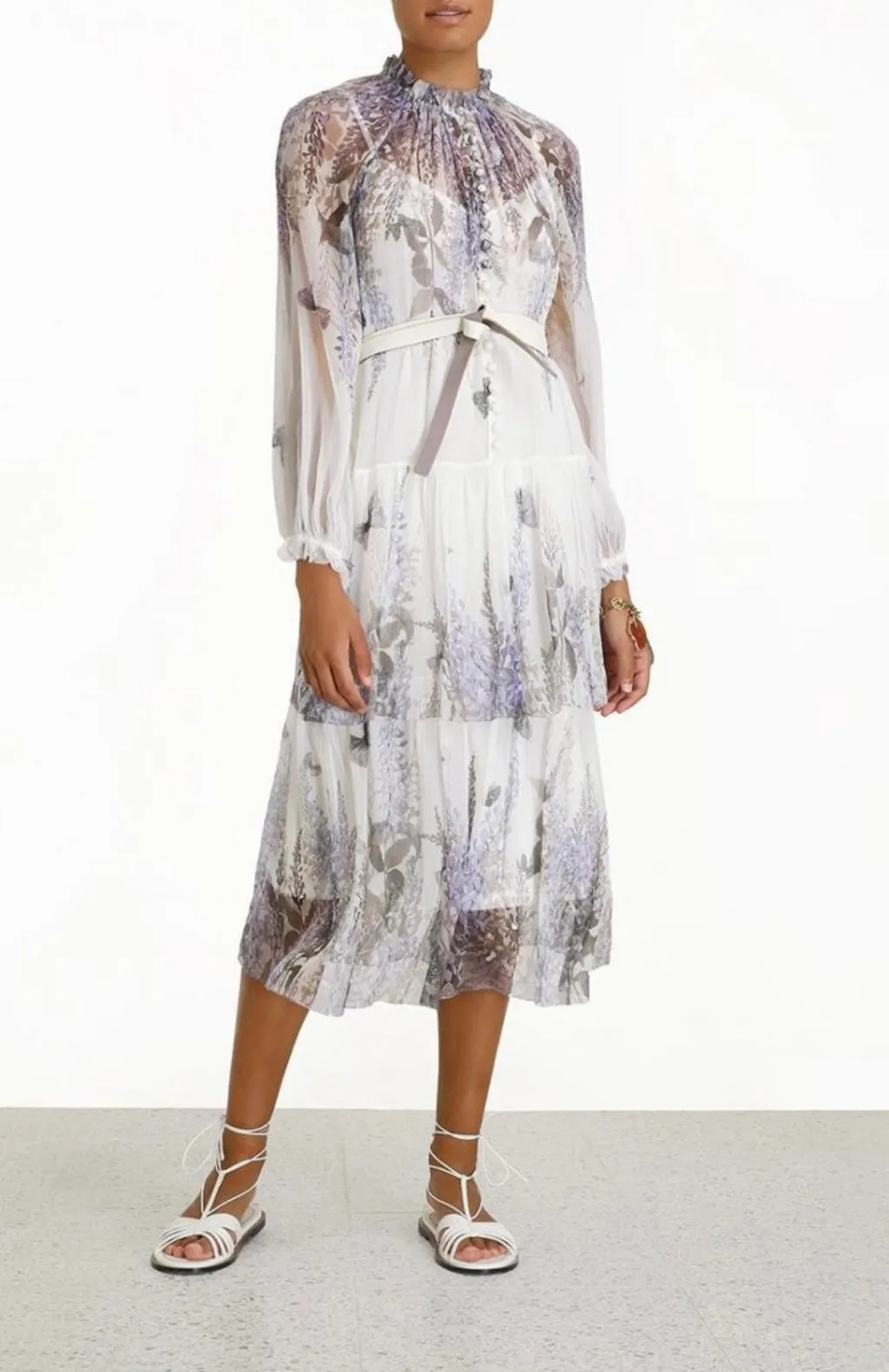 Zimmerman (Size 2) Purple & White Floral Dress - Size UK 10